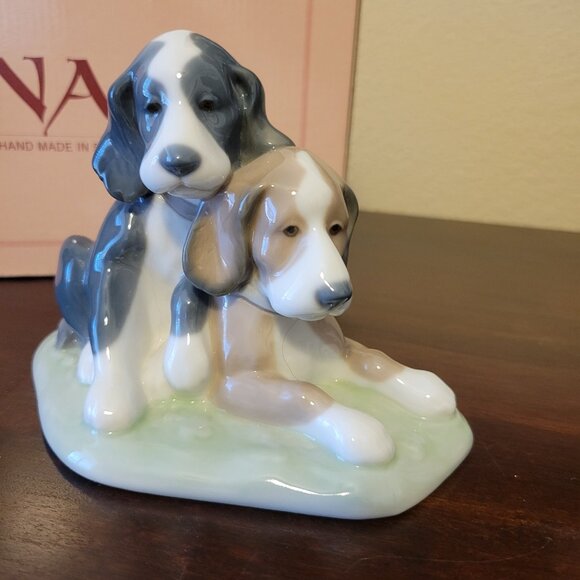 Lladro NAO Spanish Porcelain Two Pups Dog Figurine #1046 Dos Cachorros With Box - Picture 11 of 12